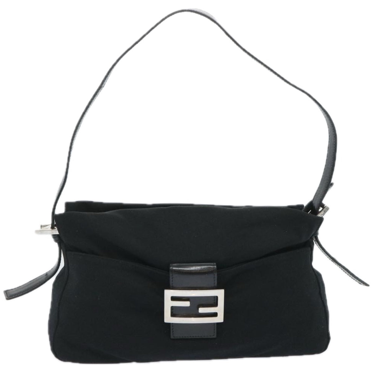 FENDI Mamma Baguette Shoulder Bag Nylon Black 65743