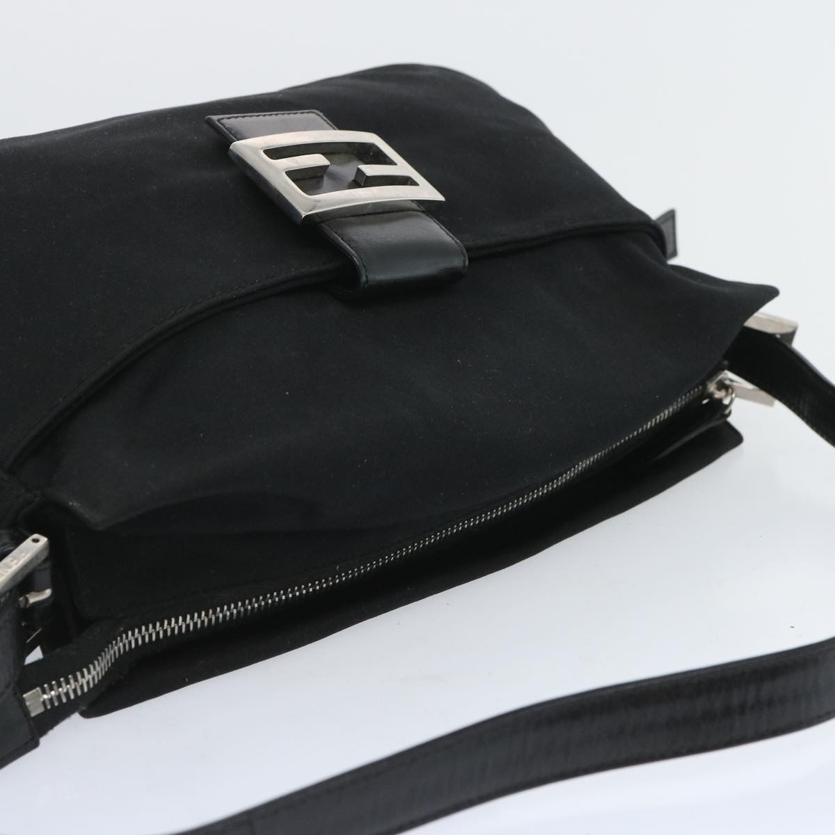 FENDI Mamma Baguette Shoulder Bag Nylon Black 65743