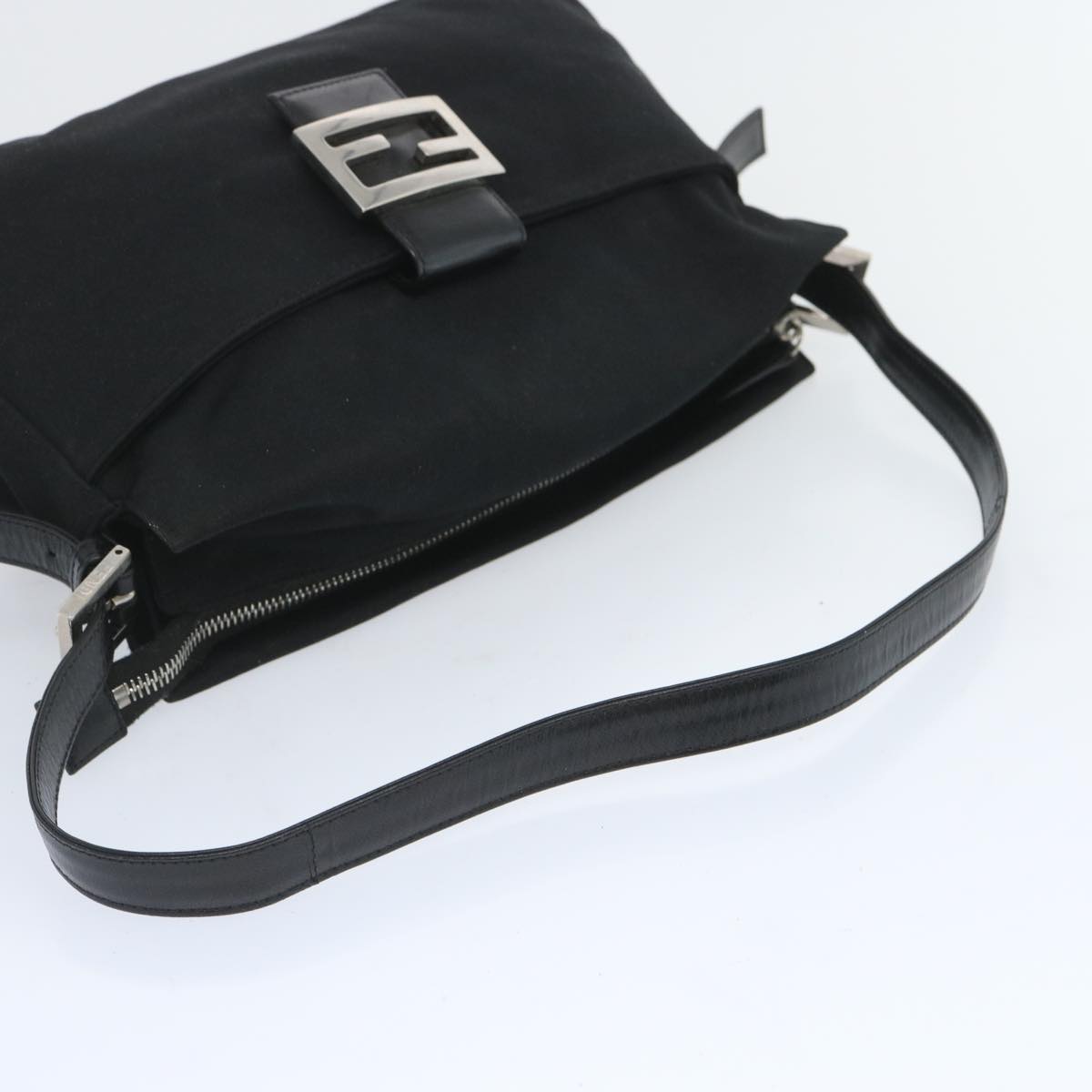FENDI Mamma Baguette Shoulder Bag Nylon Black 65743