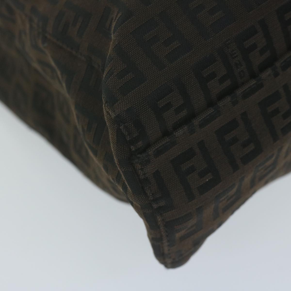 FENDI Zucchino Canvas Hand Bag Brown 65750