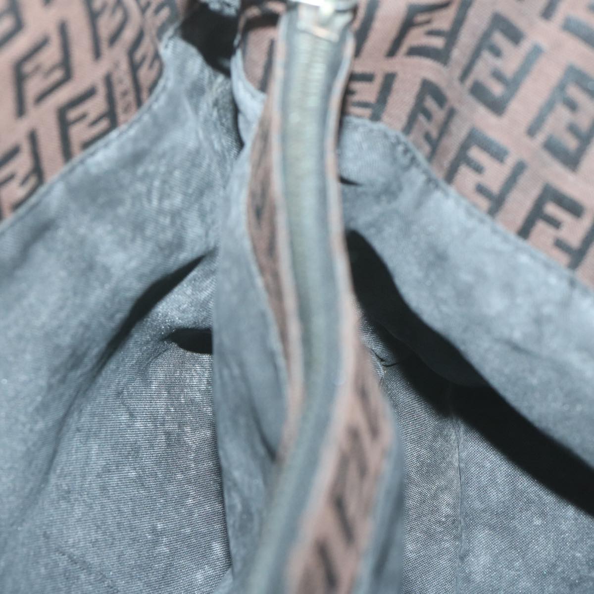 FENDI Zucchino Canvas Hand Bag Brown 65750