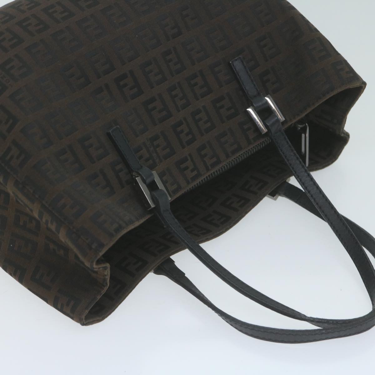 FENDI Zucchino Canvas Hand Bag Brown 65750