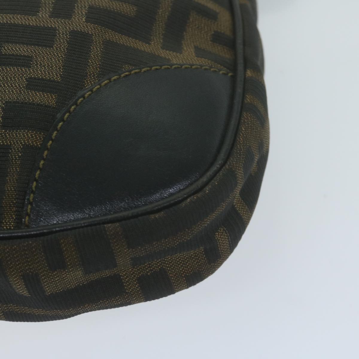 FENDI Zucca Canvas Shoulder Bag Brown Black 65752