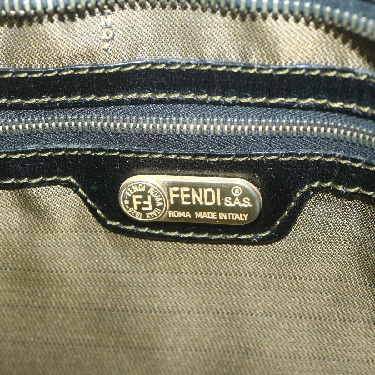 FENDI Zucca Canvas Shoulder Bag Brown Black 65752