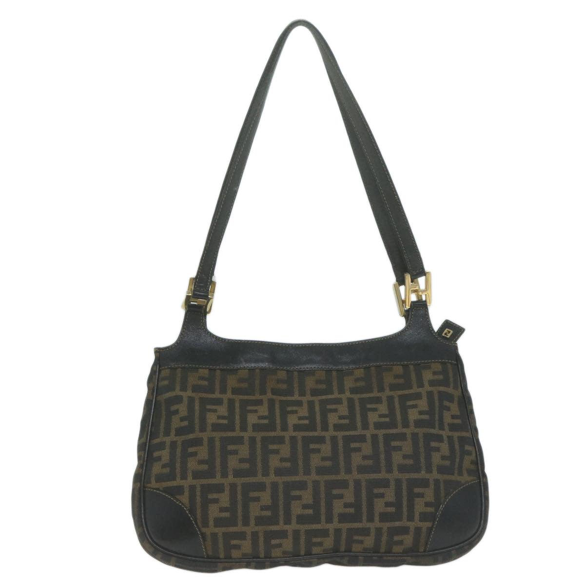 FENDI Zucca Canvas Shoulder Bag Brown Black 65752