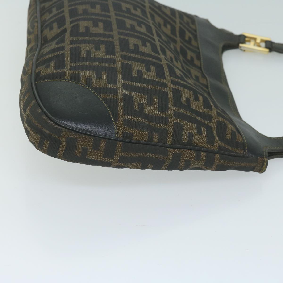 FENDI Zucca Canvas Shoulder Bag Brown Black 65752