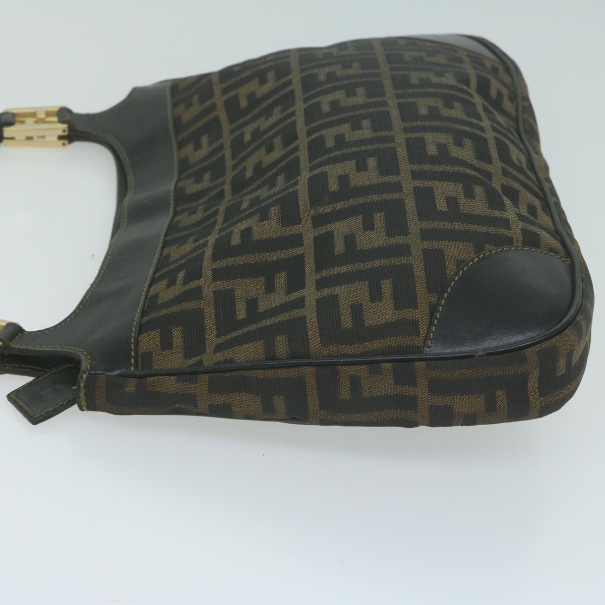 FENDI Zucca Canvas Shoulder Bag Brown Black 65752