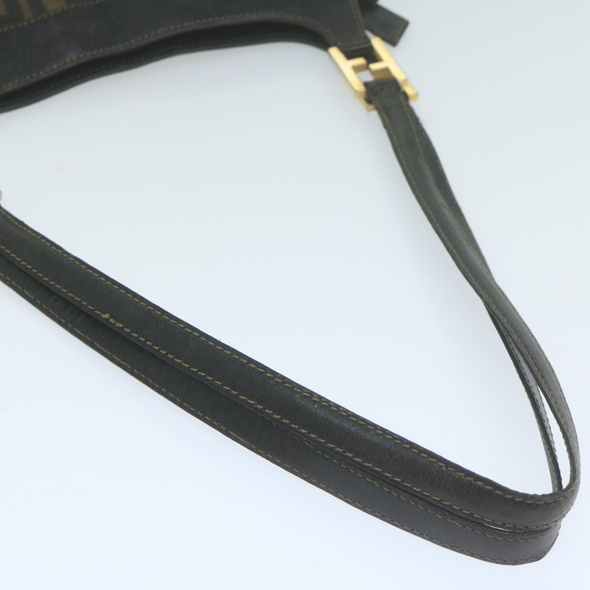 FENDI Zucca Canvas Shoulder Bag Brown Black 65752