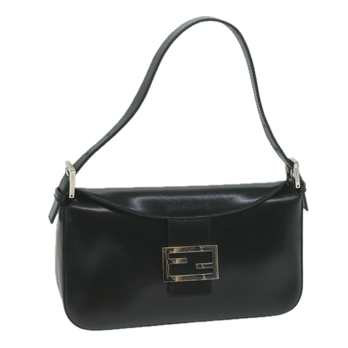 FENDI Mamma Baguette Shoulder Bag Leather Black 65756