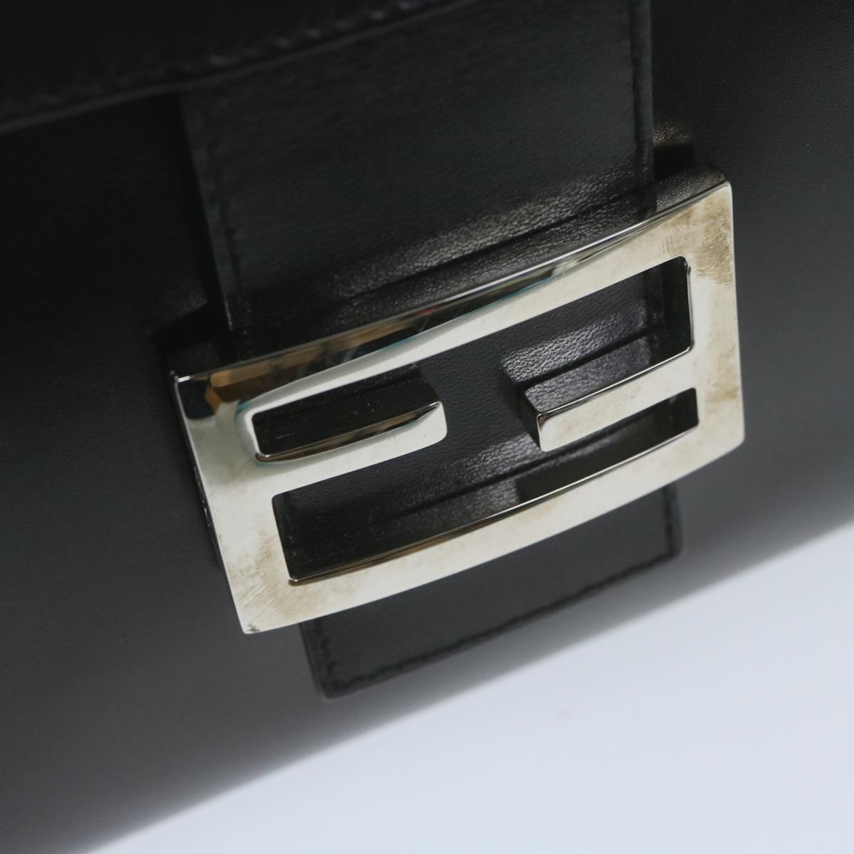 FENDI Mamma Baguette Shoulder Bag Leather Black 65756