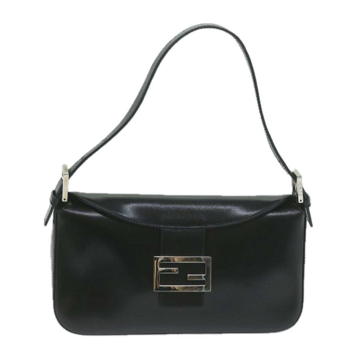 FENDI Mamma Baguette Shoulder Bag Leather Black 65756