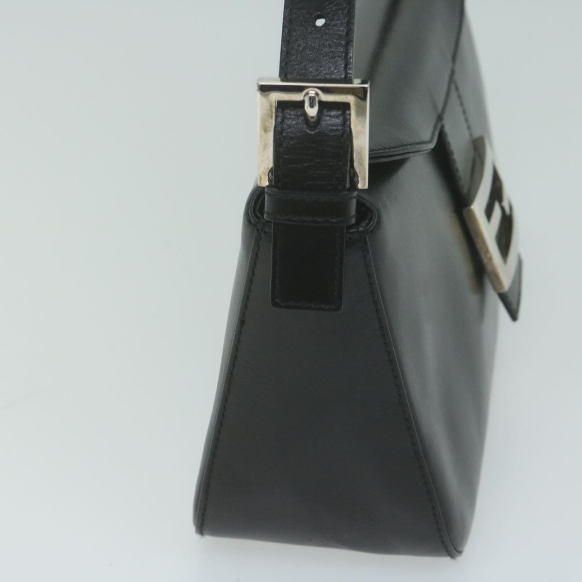 FENDI Mamma Baguette Shoulder Bag Leather Black 65756