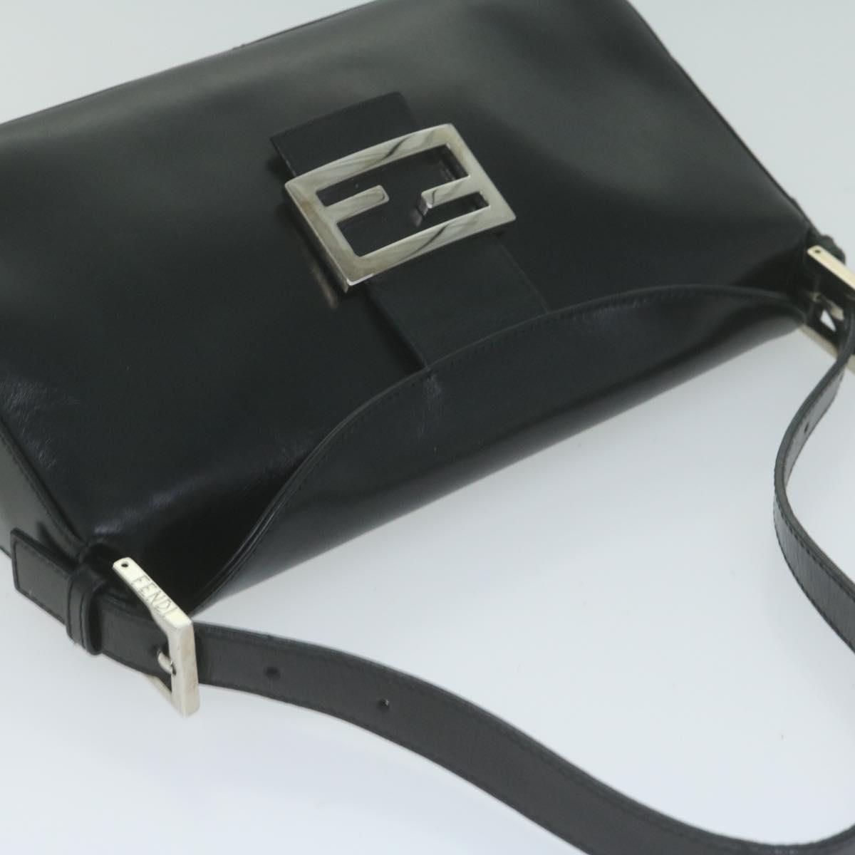 FENDI Mamma Baguette Shoulder Bag Leather Black 65756