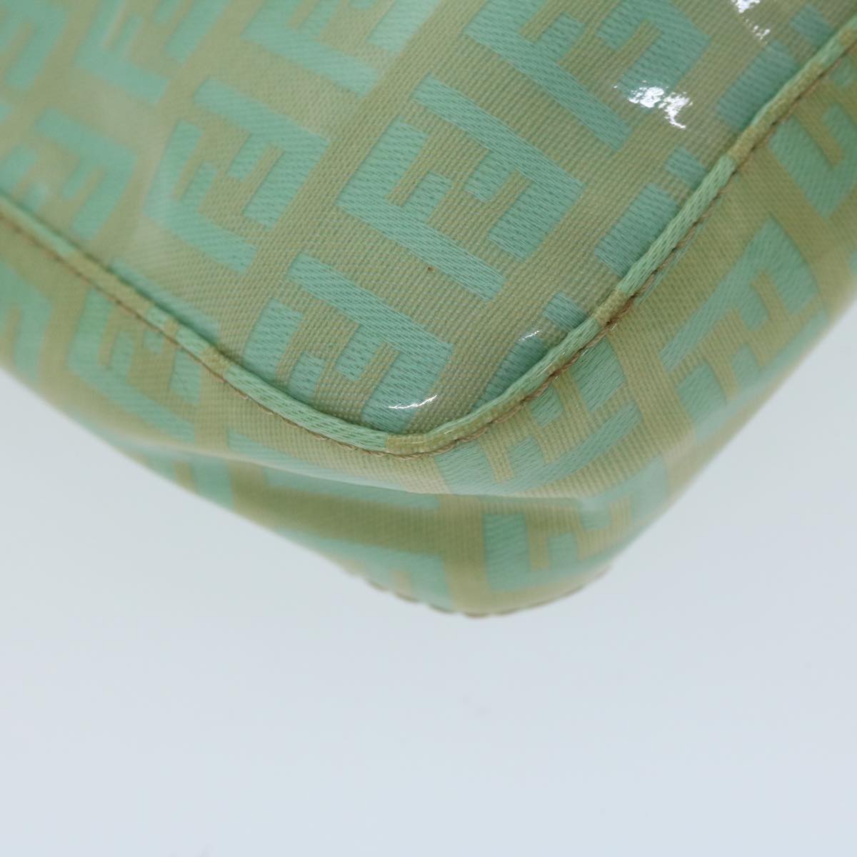 FENDI Zucchino Canvas Hand Bag Enamel Light Blue 65767