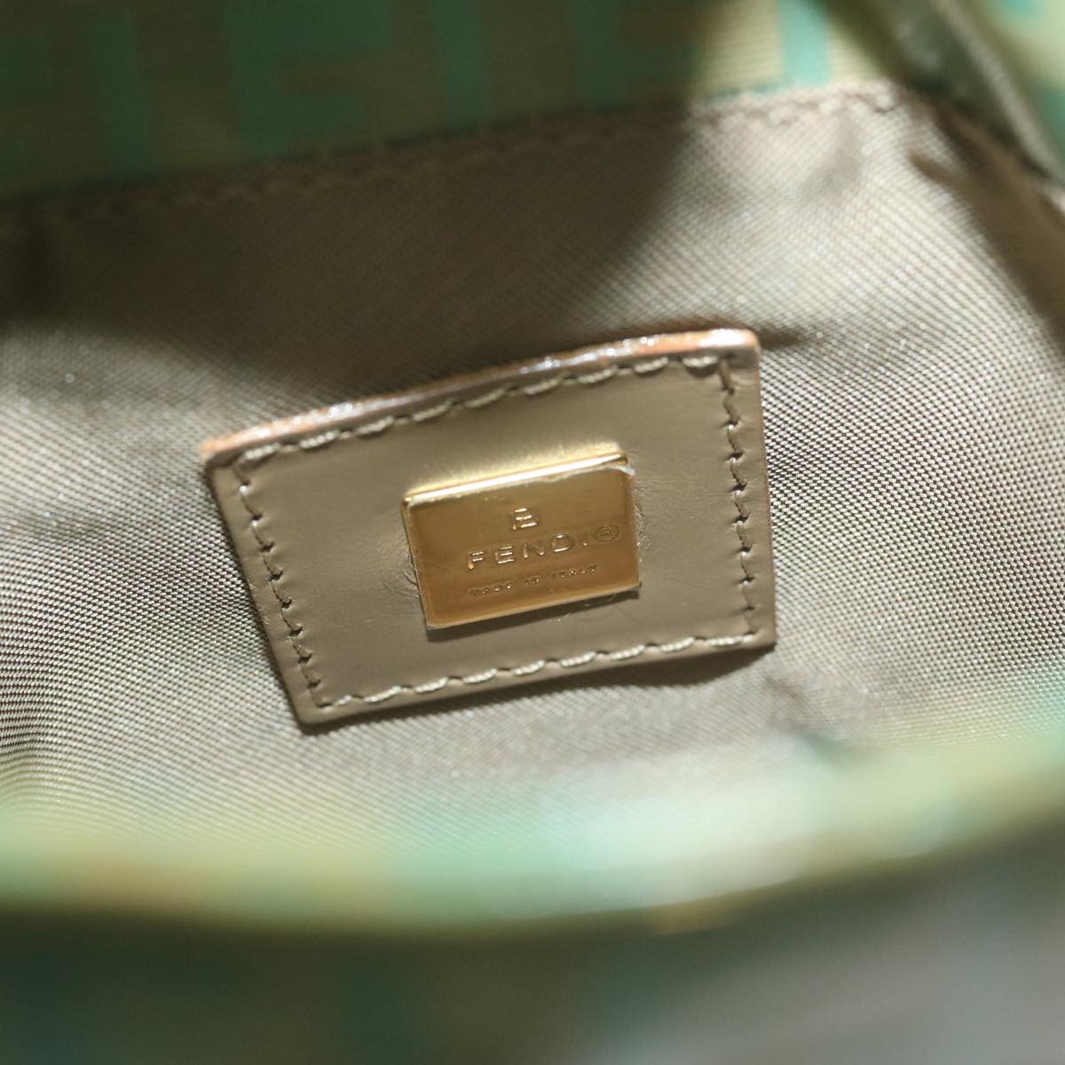 FENDI Zucchino Canvas Hand Bag Enamel Light Blue 65767