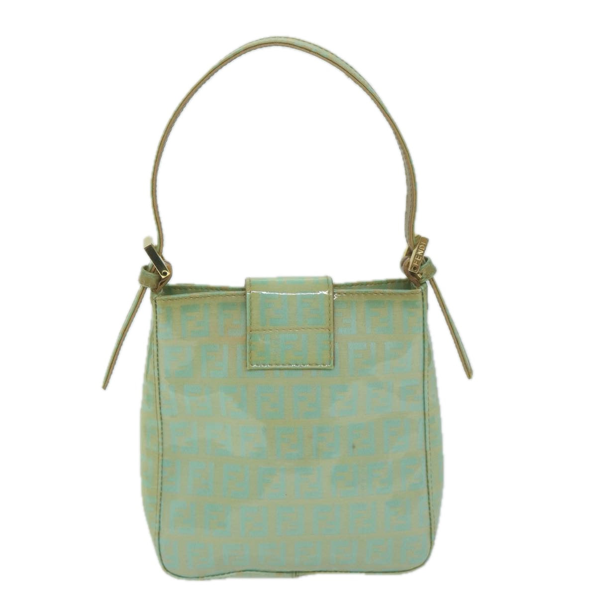 FENDI Zucchino Canvas Hand Bag Enamel Light Blue 65767