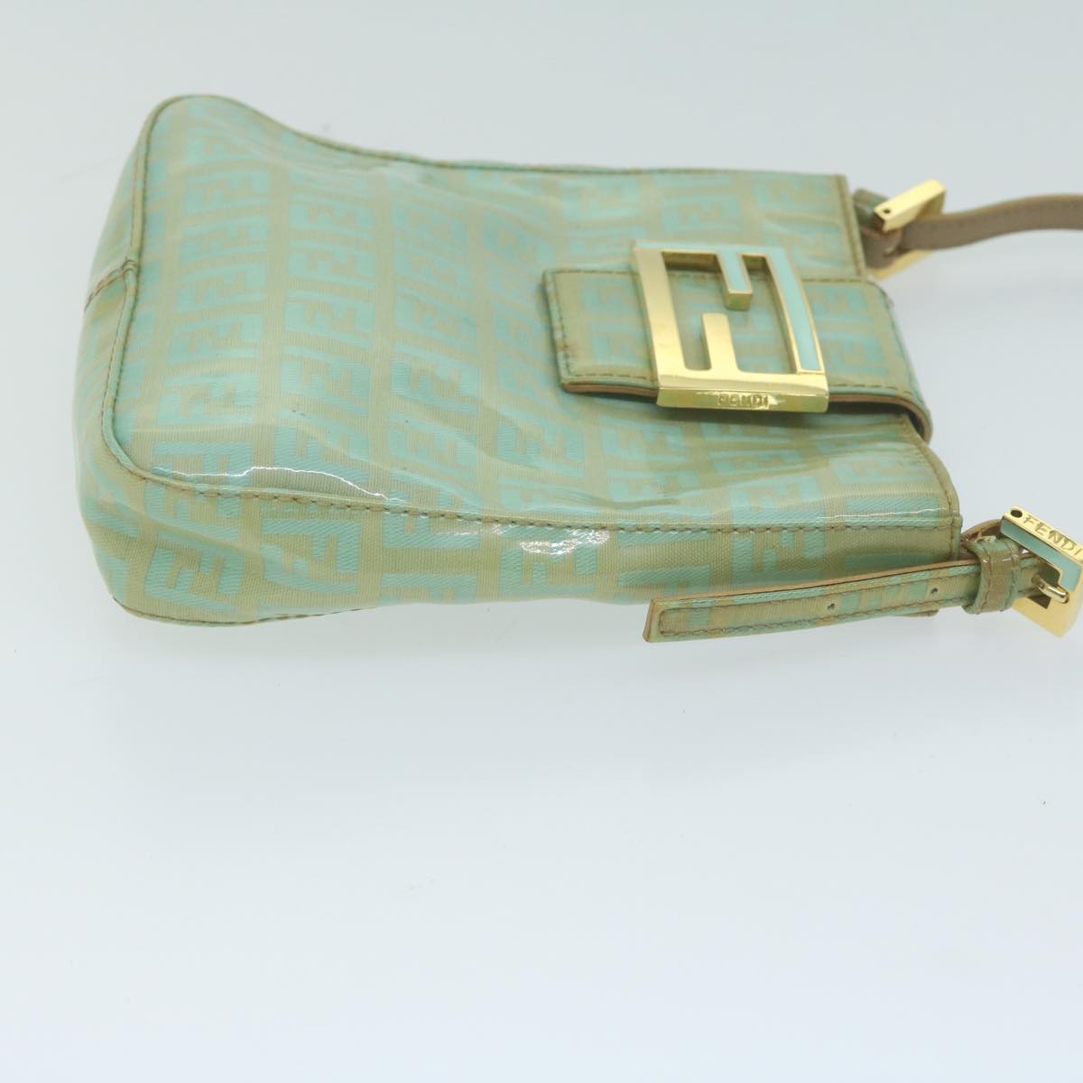 FENDI Zucchino Canvas Hand Bag Enamel Light Blue 65767