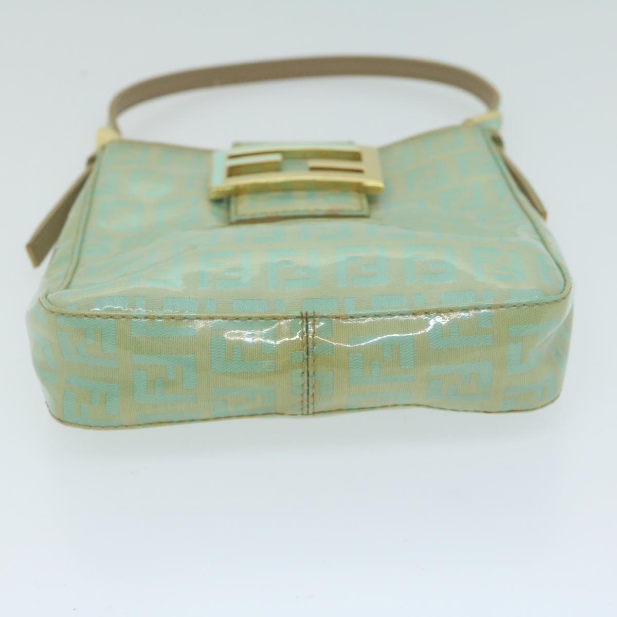 FENDI Zucchino Canvas Hand Bag Enamel Light Blue 65767