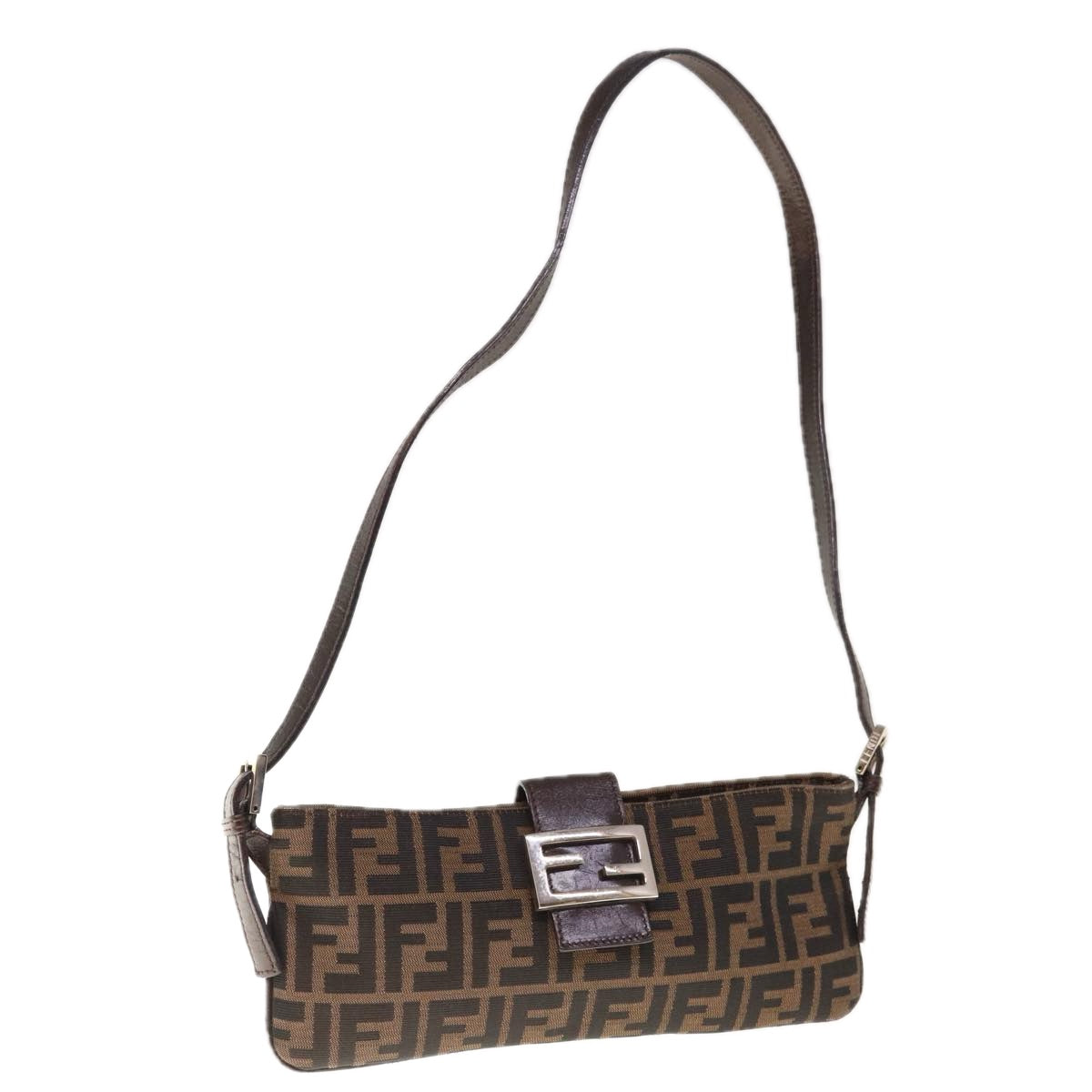 FENDI Zucca Canvas Mamma Baguette Shoulder Bag Brown 65778