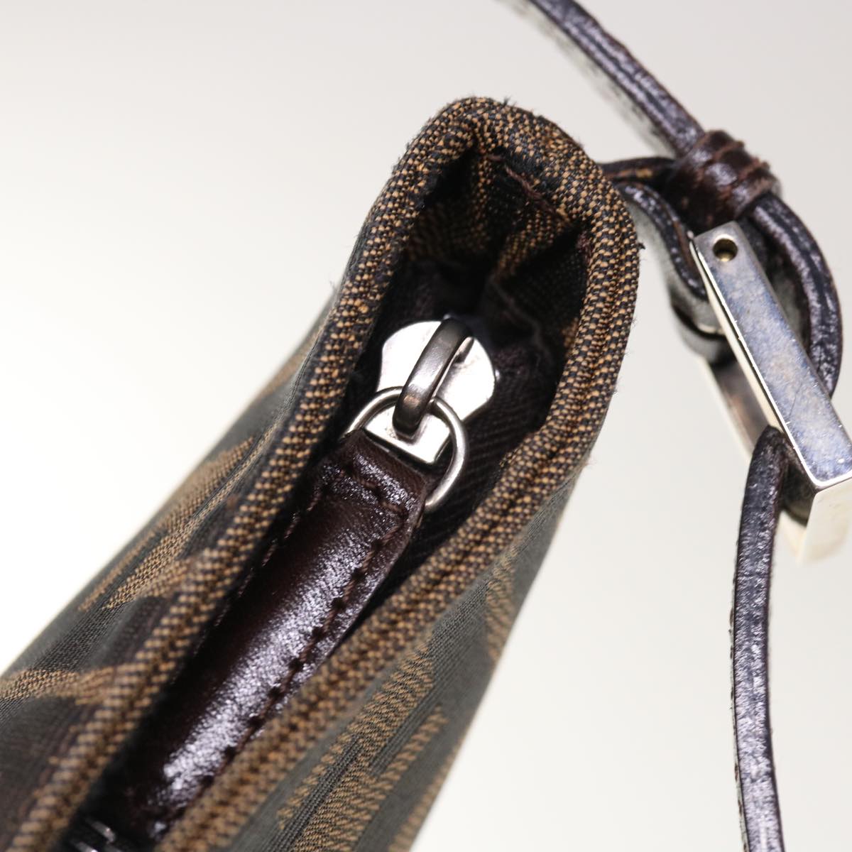 FENDI Zucca Canvas Mamma Baguette Shoulder Bag Brown 65778