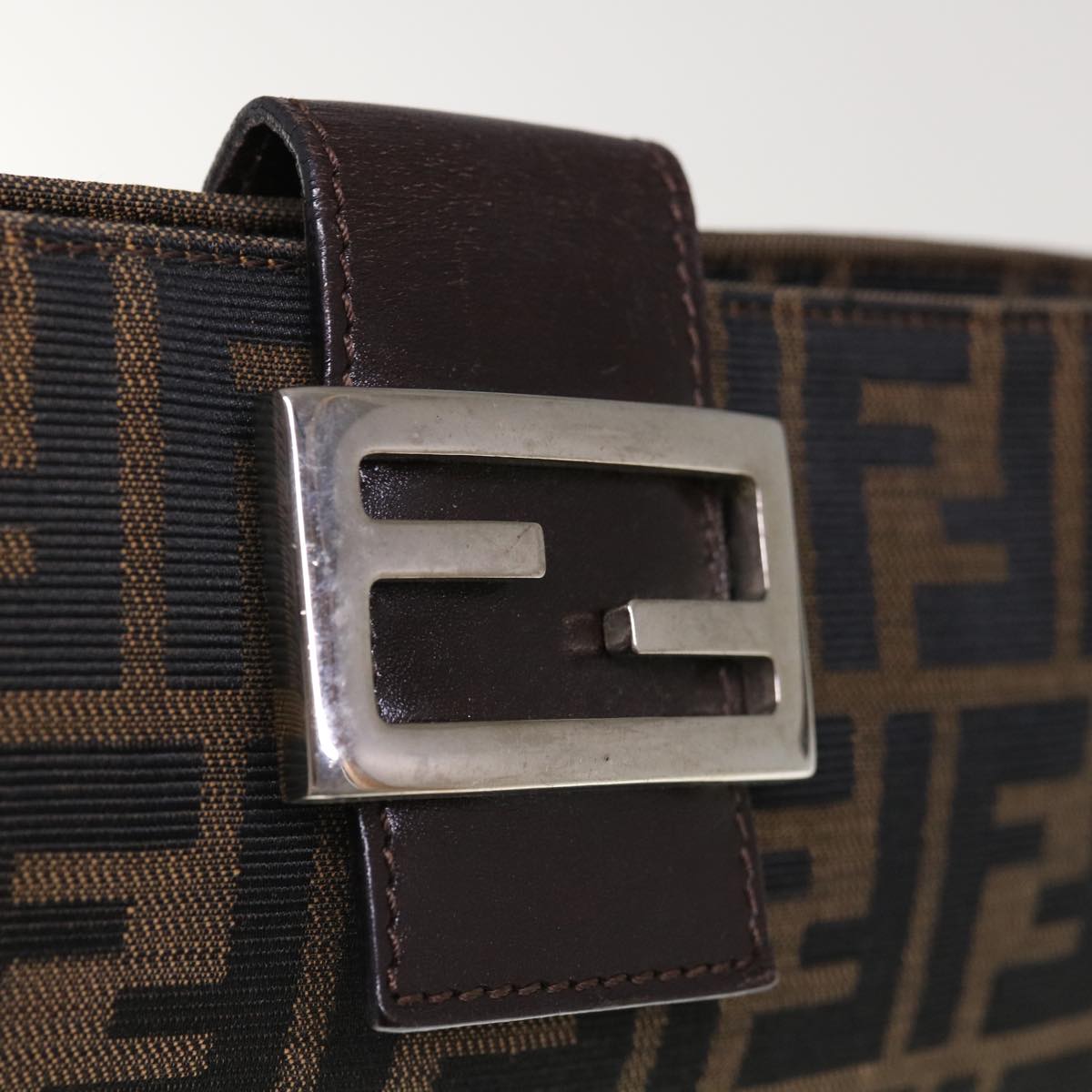 FENDI Zucca Canvas Mamma Baguette Shoulder Bag Brown 65778