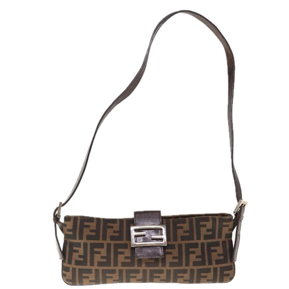 FENDI Zucca Canvas Mamma Baguette Shoulder Bag Brown 65778