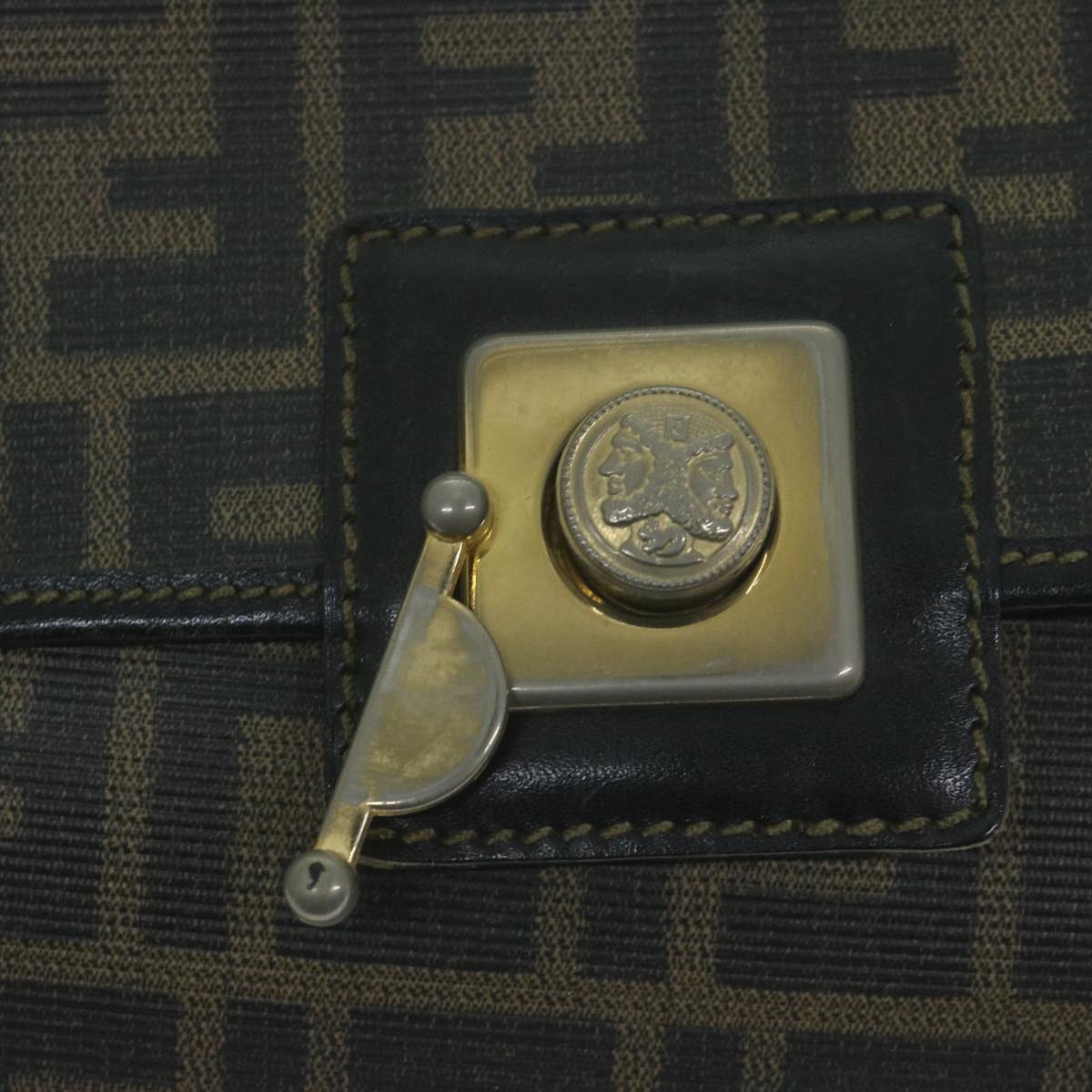 FENDI Zucca Canvas Hand Bag Black Brown 65831