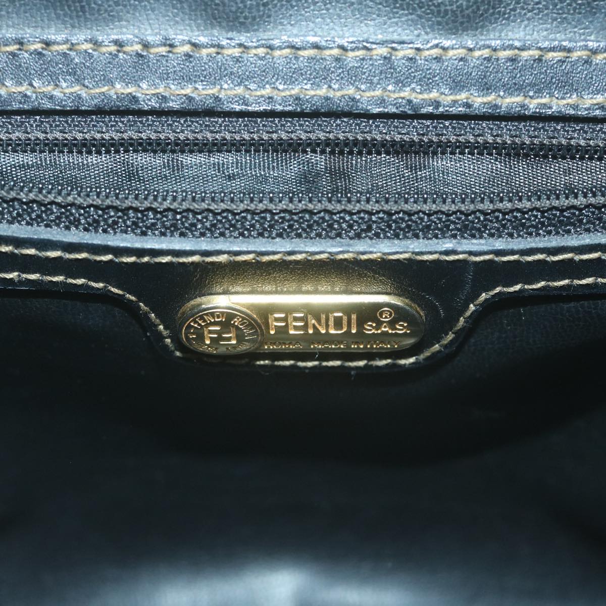 FENDI Zucca Canvas Hand Bag Black Brown 65831