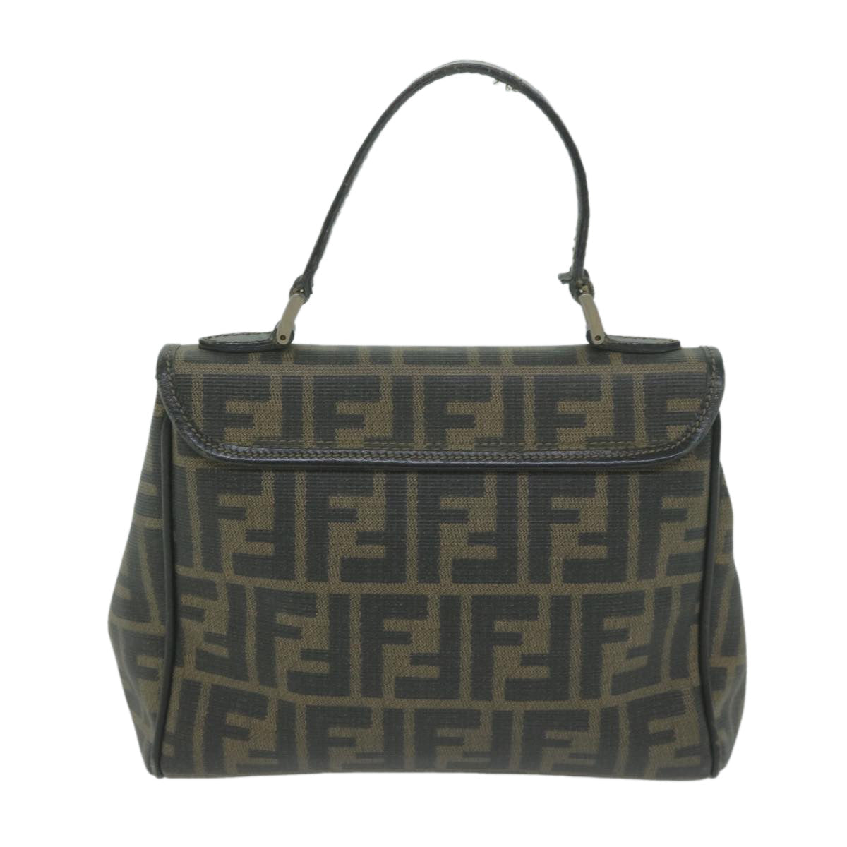 FENDI Zucca Canvas Hand Bag Black Brown 65831