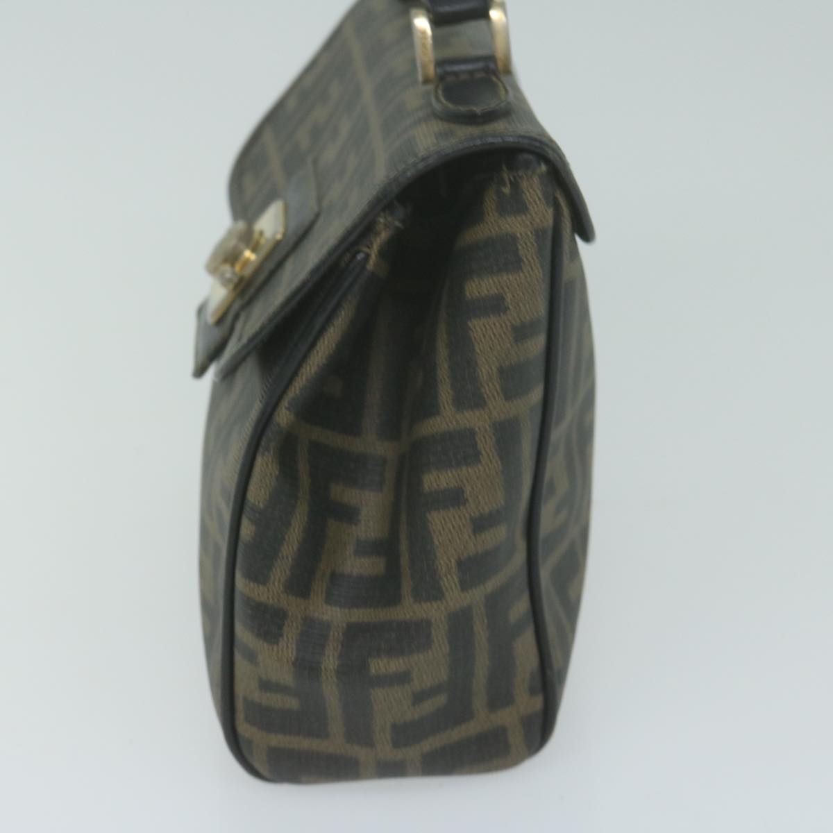 FENDI Zucca Canvas Hand Bag Black Brown 65831