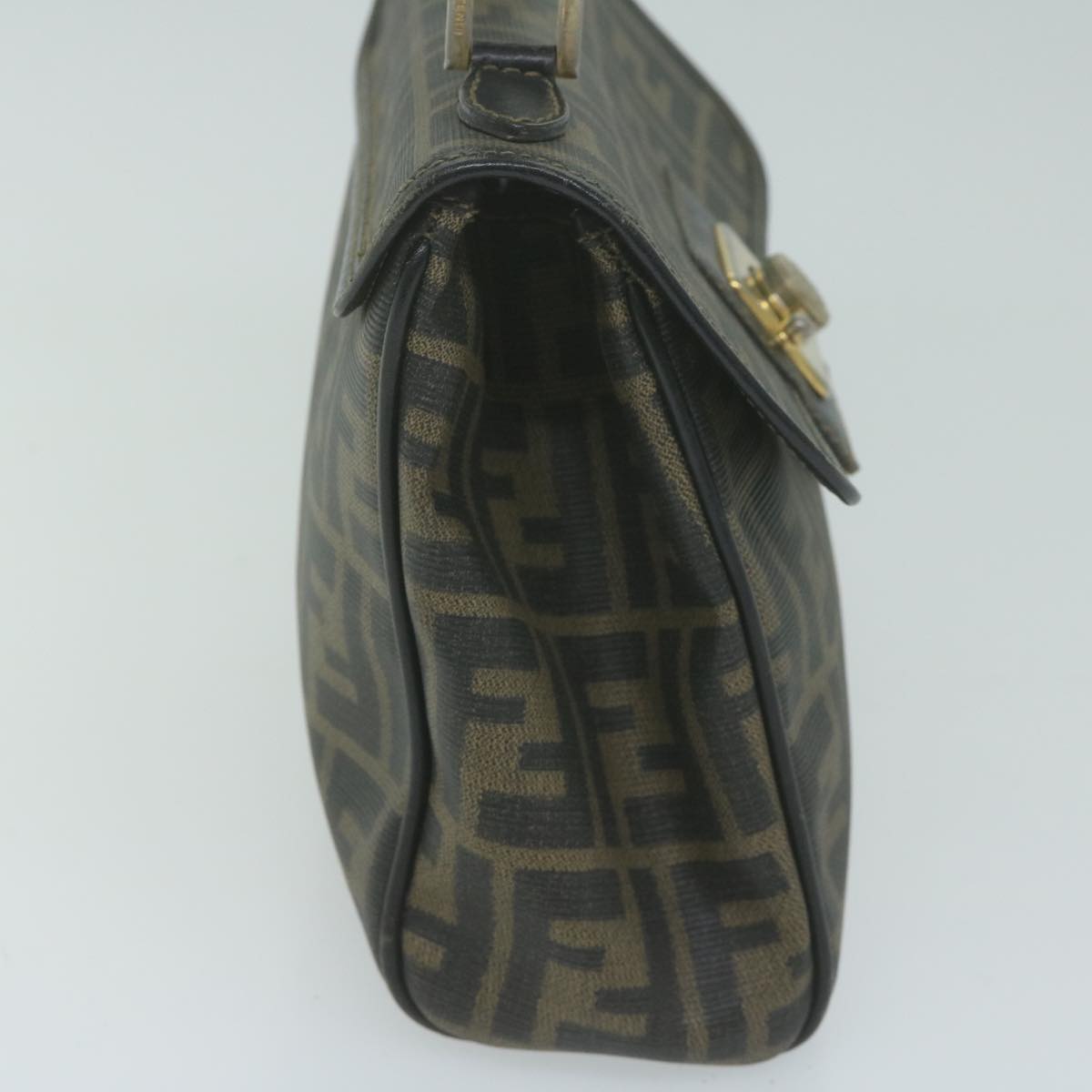 FENDI Zucca Canvas Hand Bag Black Brown 65831