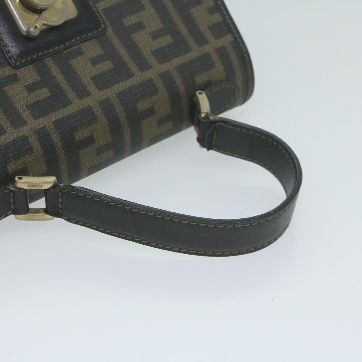 FENDI Zucca Canvas Hand Bag Black Brown 65831