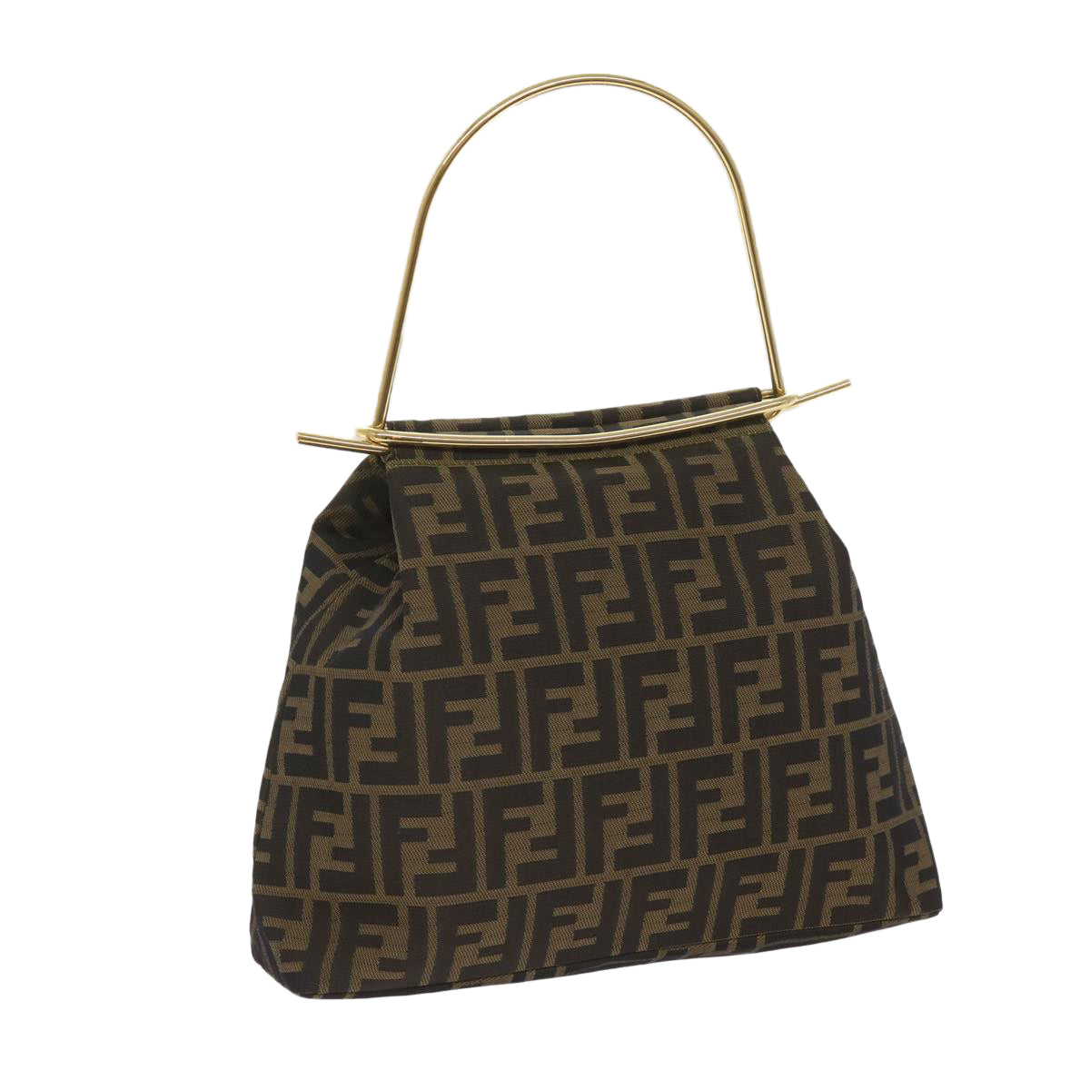 FENDI Zucca Canvas Hand Bag Black Brown 65856
