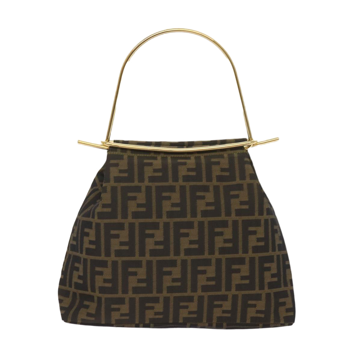 FENDI Zucca Canvas Hand Bag Black Brown 65856
