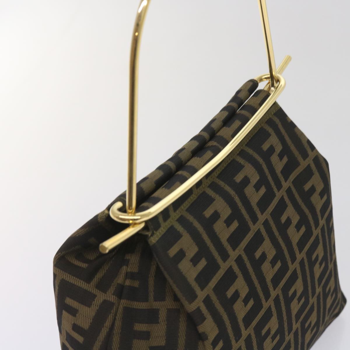 FENDI Zucca Canvas Hand Bag Black Brown 65856