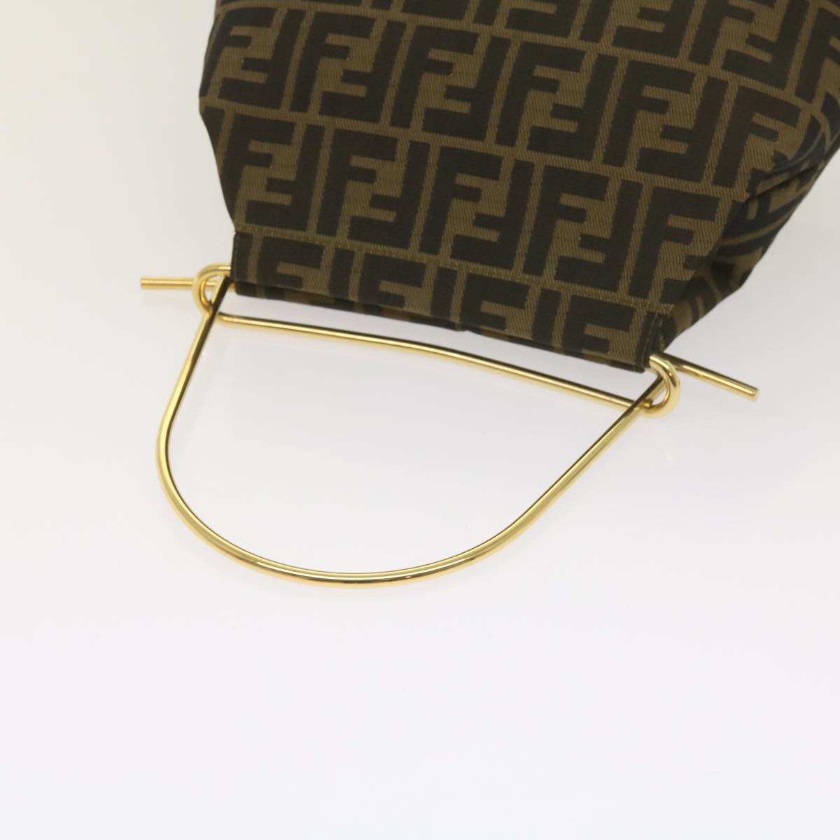 FENDI Zucca Canvas Hand Bag Black Brown 65856