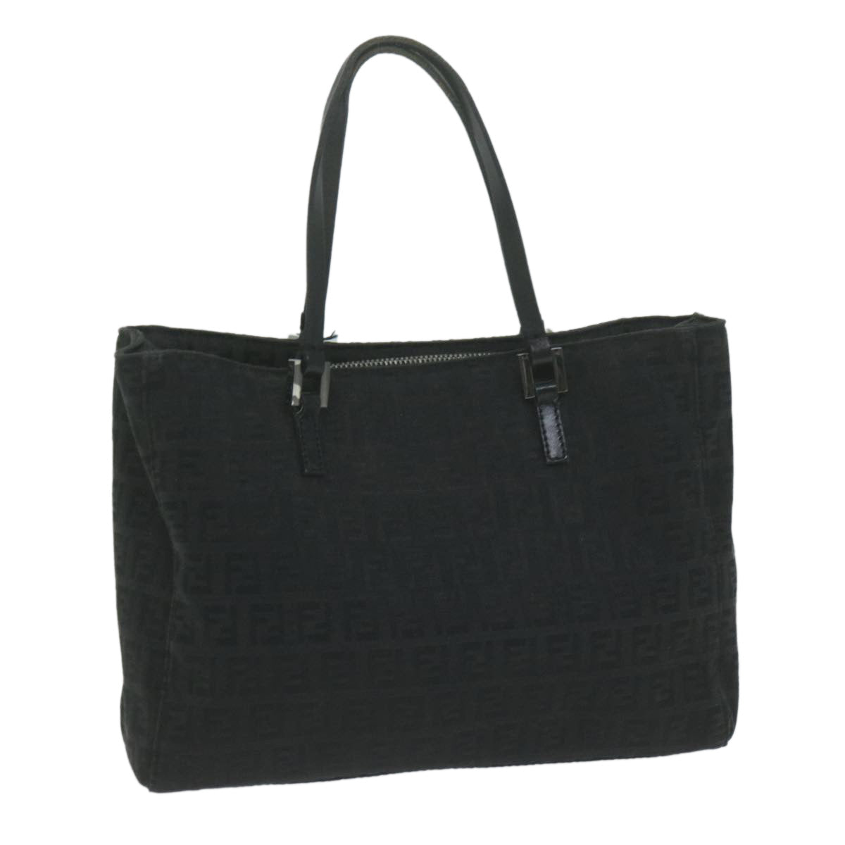 FENDI Zucchino Canvas Hand Bag Black 8BL025 65922