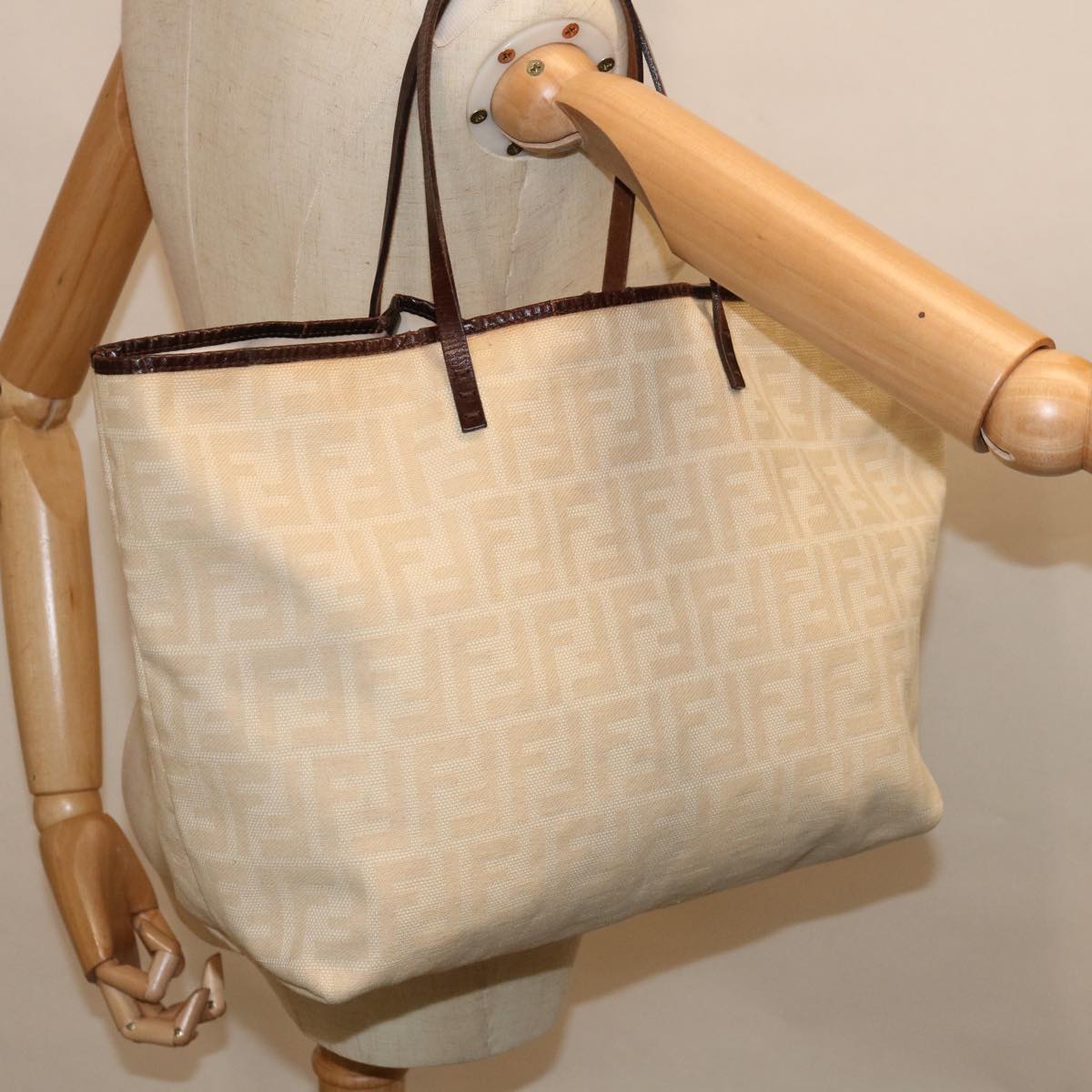 FENDI Zucca Canvas Tote Bag Beige 66010