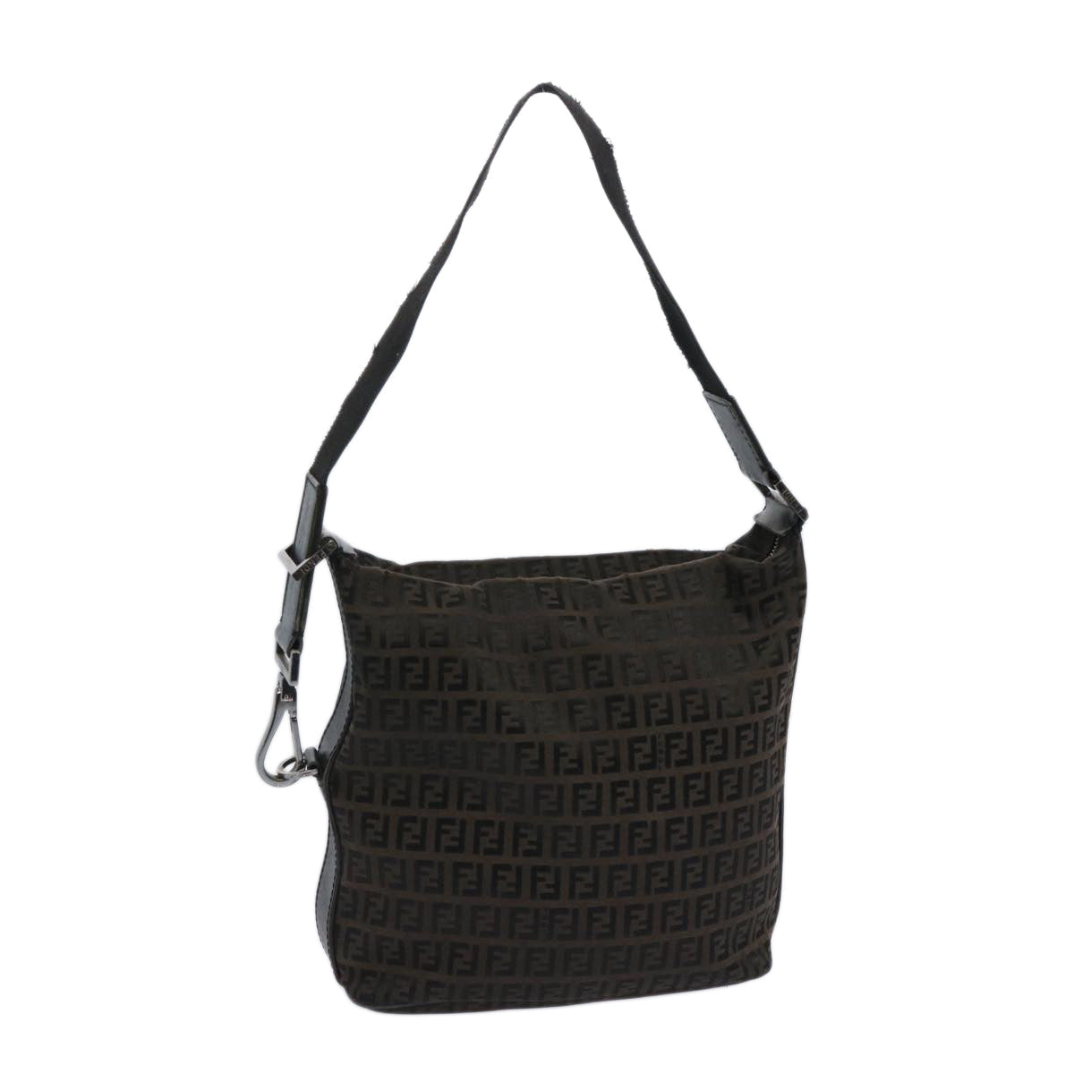 FENDI Zucchino Canvas Shoulder Bag Brown 66016