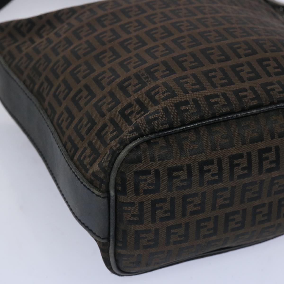 FENDI Zucchino Canvas Shoulder Bag Brown 66016