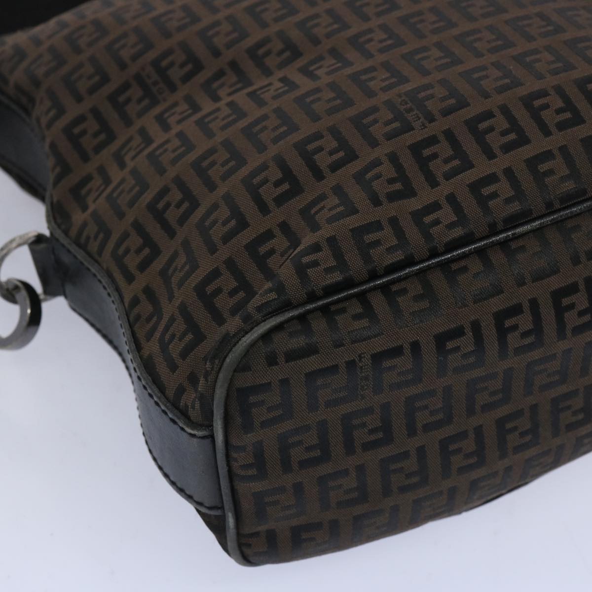 FENDI Zucchino Canvas Shoulder Bag Brown 66016