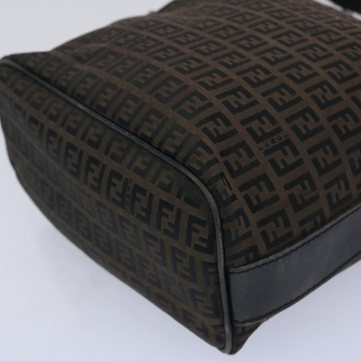 FENDI Zucchino Canvas Shoulder Bag Brown 66016