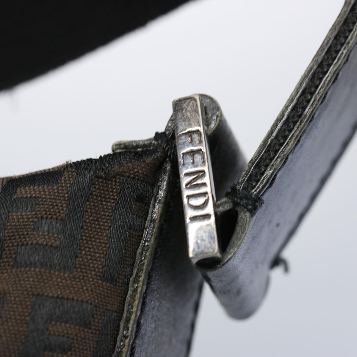 FENDI Zucchino Canvas Shoulder Bag Brown 66016