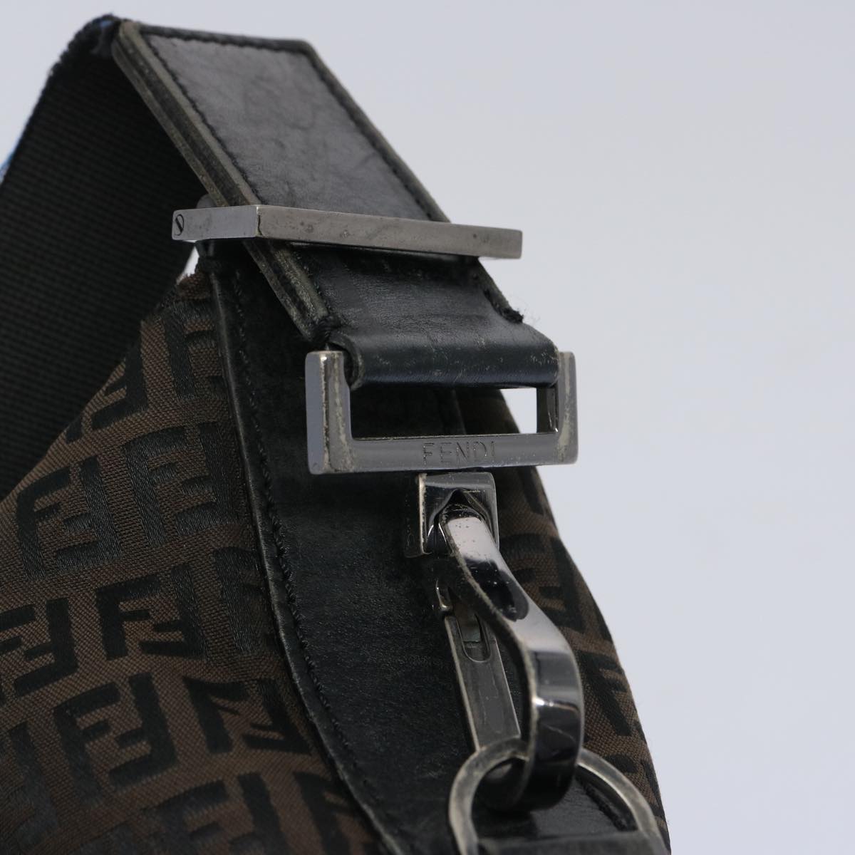 FENDI Zucchino Canvas Shoulder Bag Brown 66016