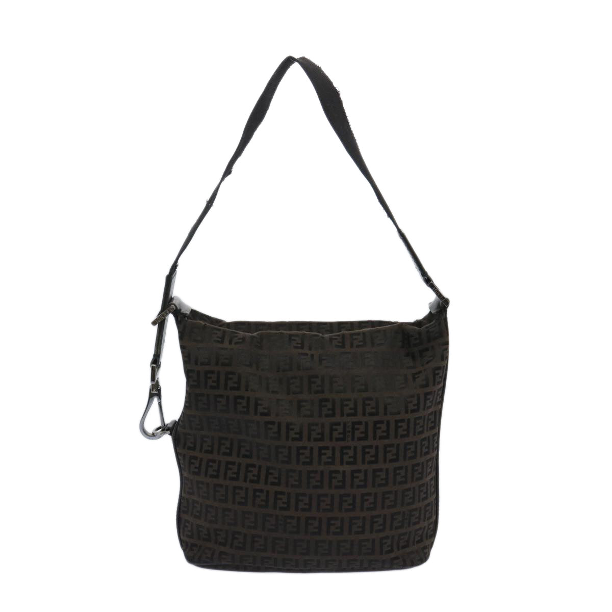 FENDI Zucchino Canvas Shoulder Bag Brown 66016