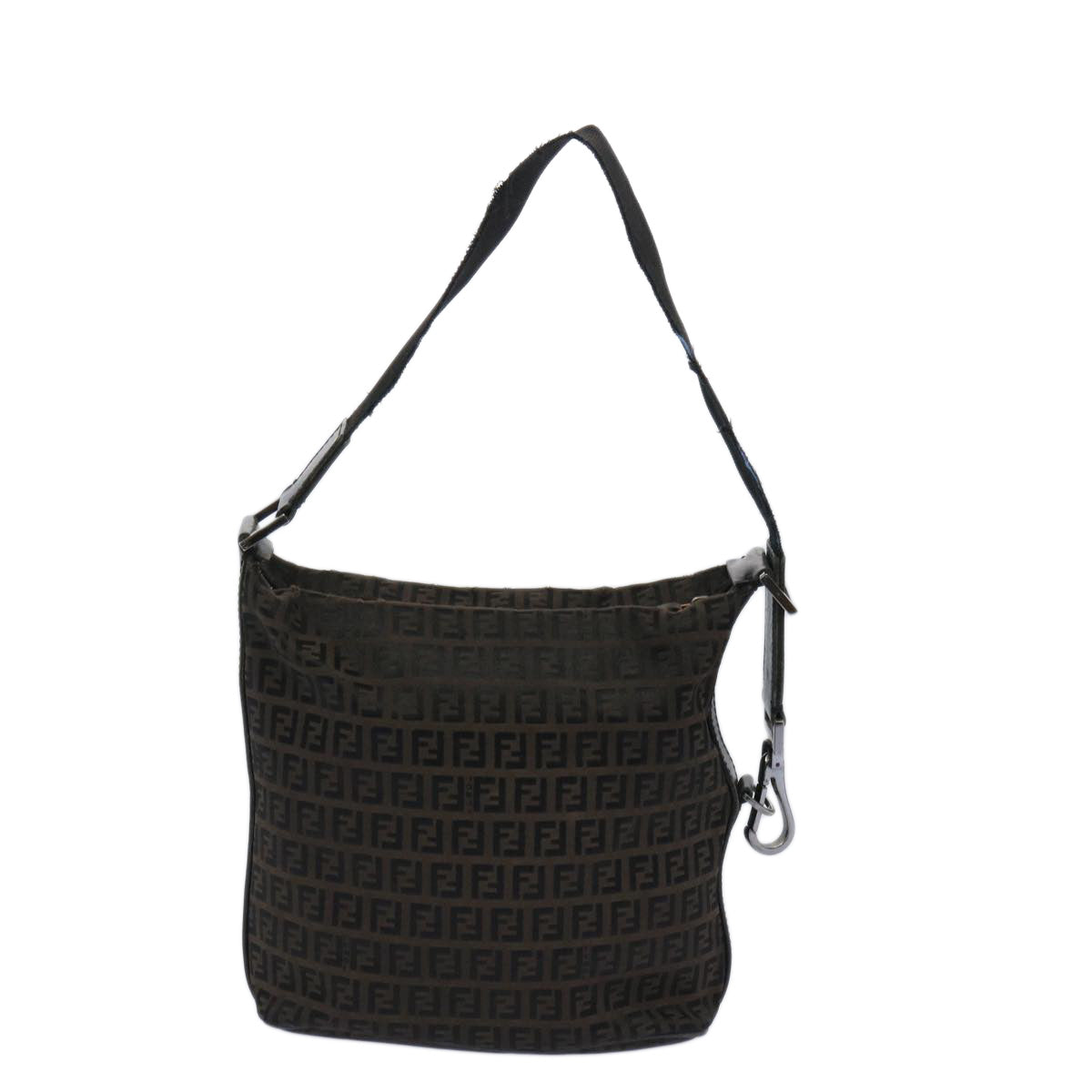FENDI Zucchino Canvas Shoulder Bag Brown 66016
