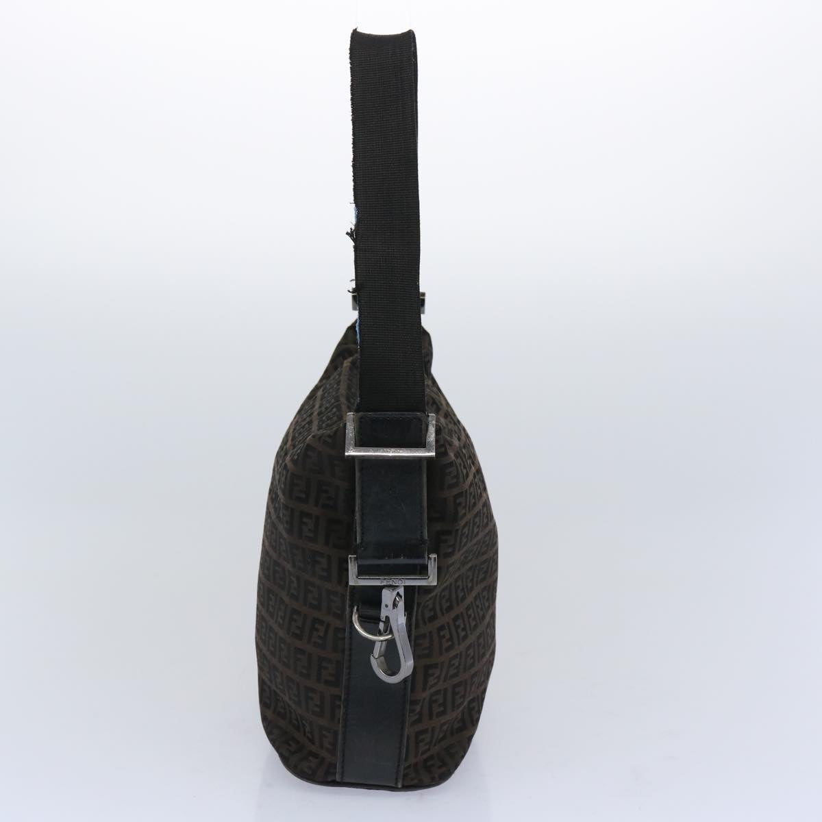FENDI Zucchino Canvas Shoulder Bag Brown 66016