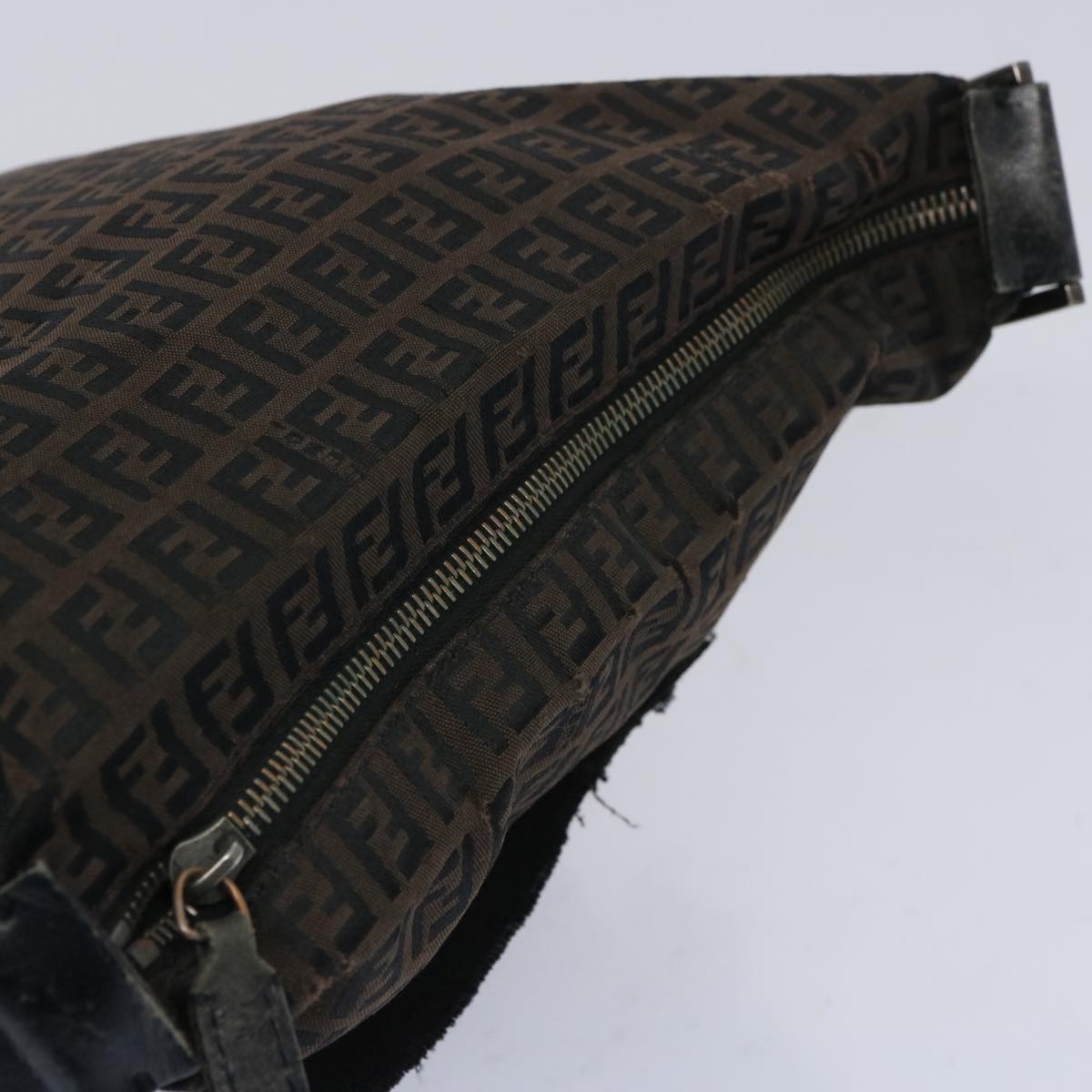 FENDI Zucchino Canvas Shoulder Bag Brown 66016