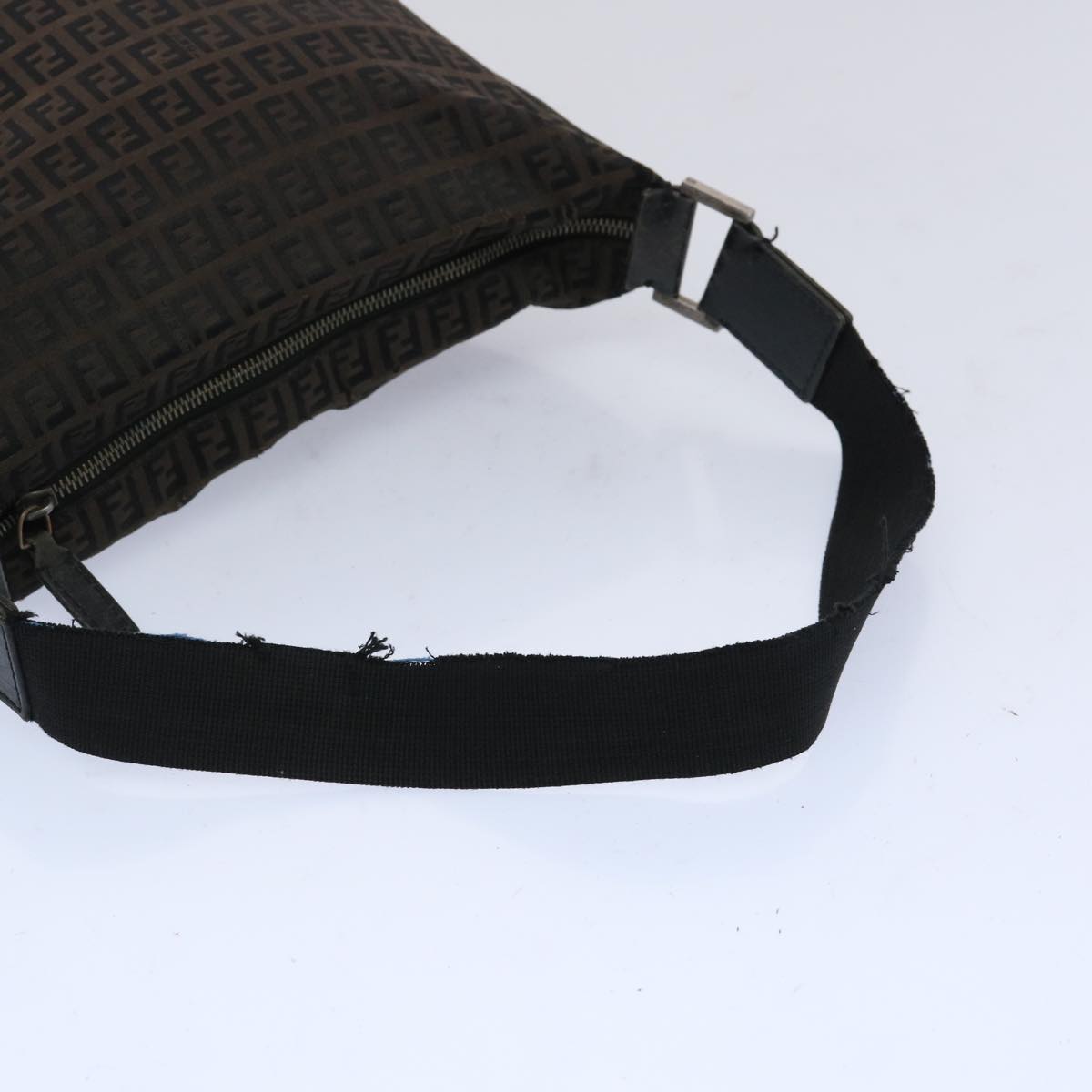 FENDI Zucchino Canvas Shoulder Bag Brown 66016