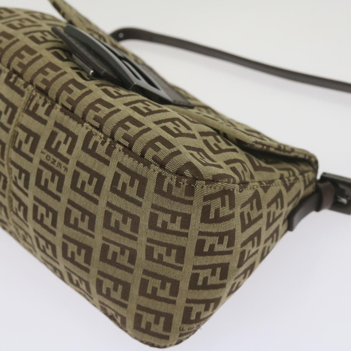 FENDI Zucchino Canvas Mamma Baguette Shoulder Bag Beige